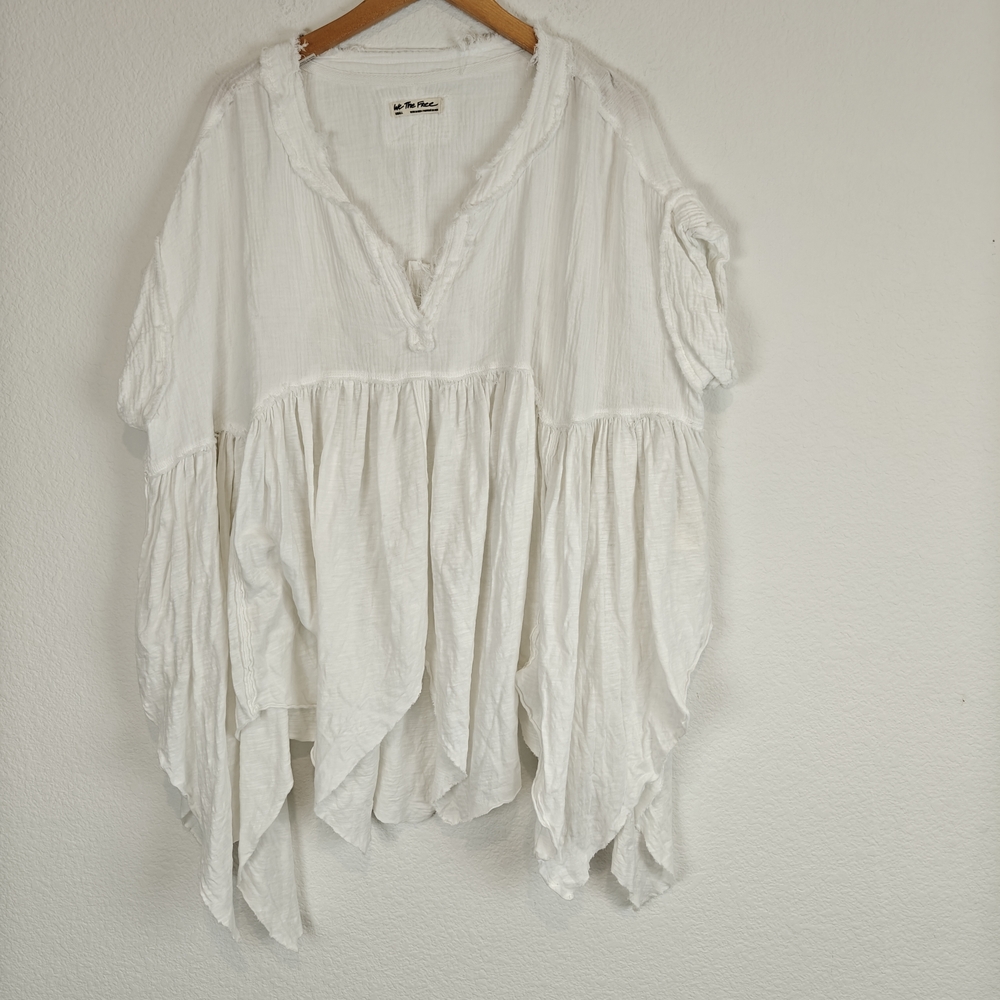 We The Free Nwot Boho Asymmetrical Hem Oversized Blouse Gauze Cotton Sz Small - Picture 5 of 15